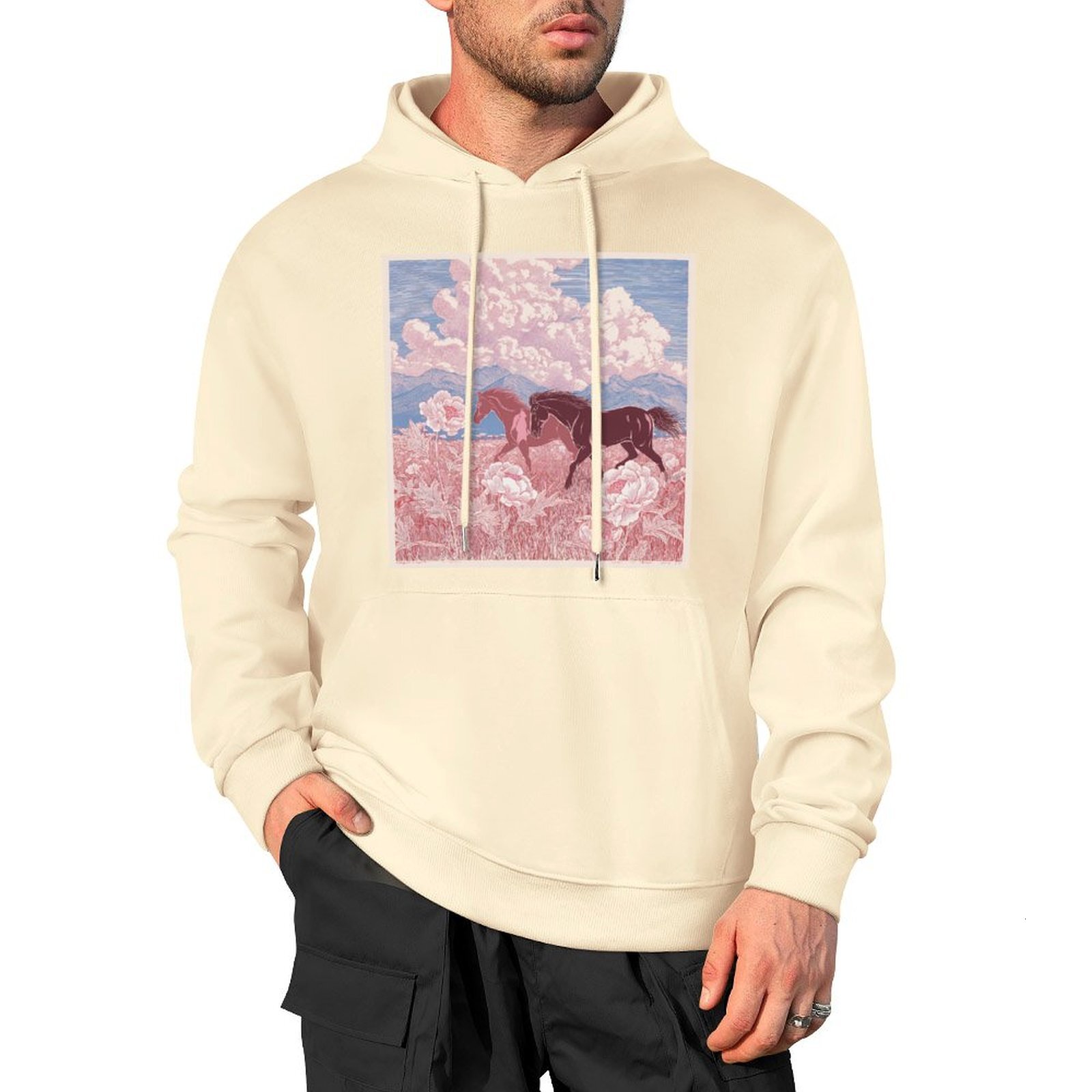 H Designer Fall Winter Hoodie Luxury Horse Print Design Unisex Long Sleeve Streetwear Hip Hop Oversized Fit Hoodie Men's Fashion Apparel H44