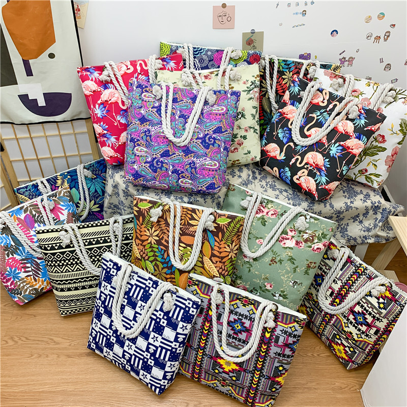 2025 New Designer Fashion Double sided Pattern Bohemian Style Casual Shoulder Bag for Women