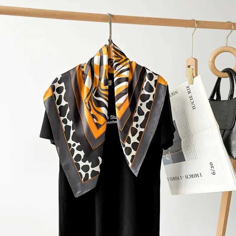 70cm Zebra Print Leopard Dot Printed Scarf Wen Geetric Colorblocking Imitation Silk Scarf Retro Versatile scarf Shl Y251024
