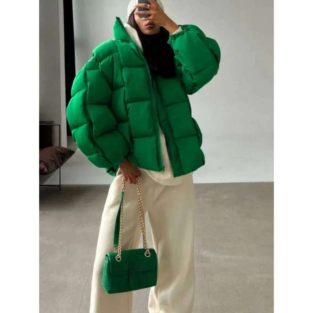 Winter Jackets For Women 2025 Thick Warm Loose Fashion Quilted Jacket Female Interchange High Street Green Baggy Puffer Coat Womens Coat