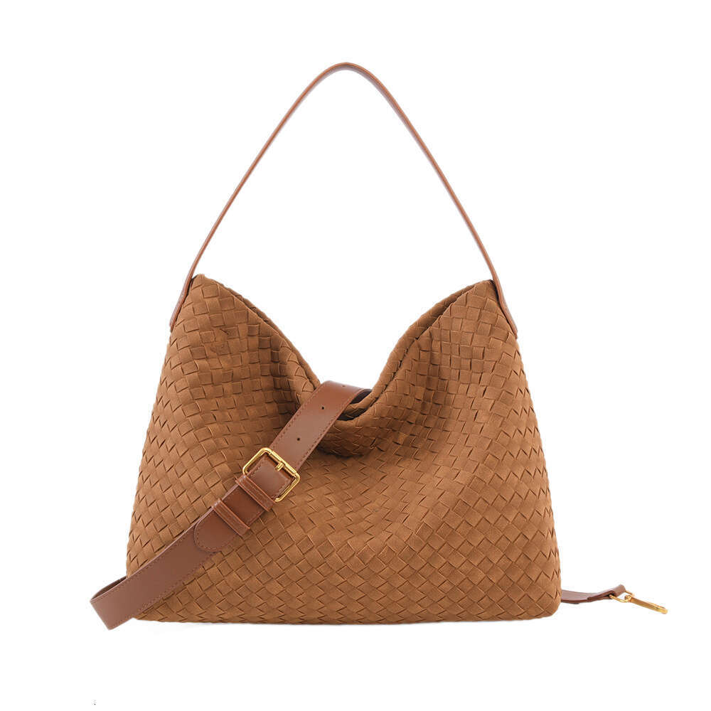 Hand-Woven Autumn Winter Suede Large Capacity Shoulder High-End Simple Commuter Tote Bag