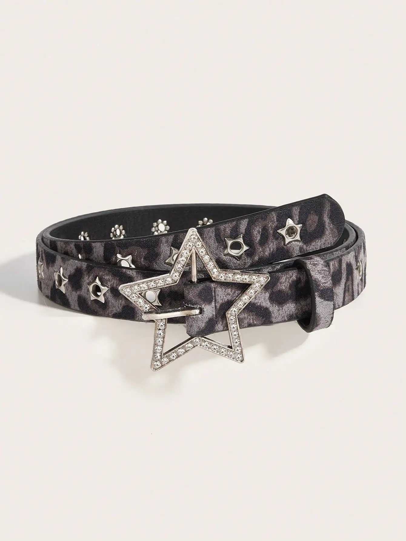 1pc Womens Y2K Star Studded Metal Hollow Star Belt Suitable For Casual Daily Wear W251024