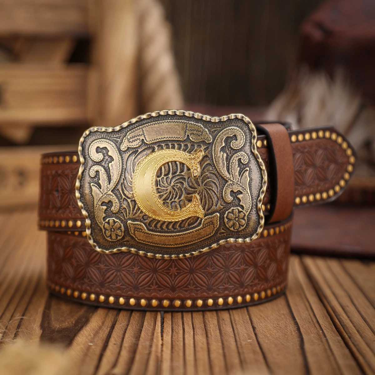 A Westernstyle PU leather belt for both men and women a classic and casual retro belt W251024
