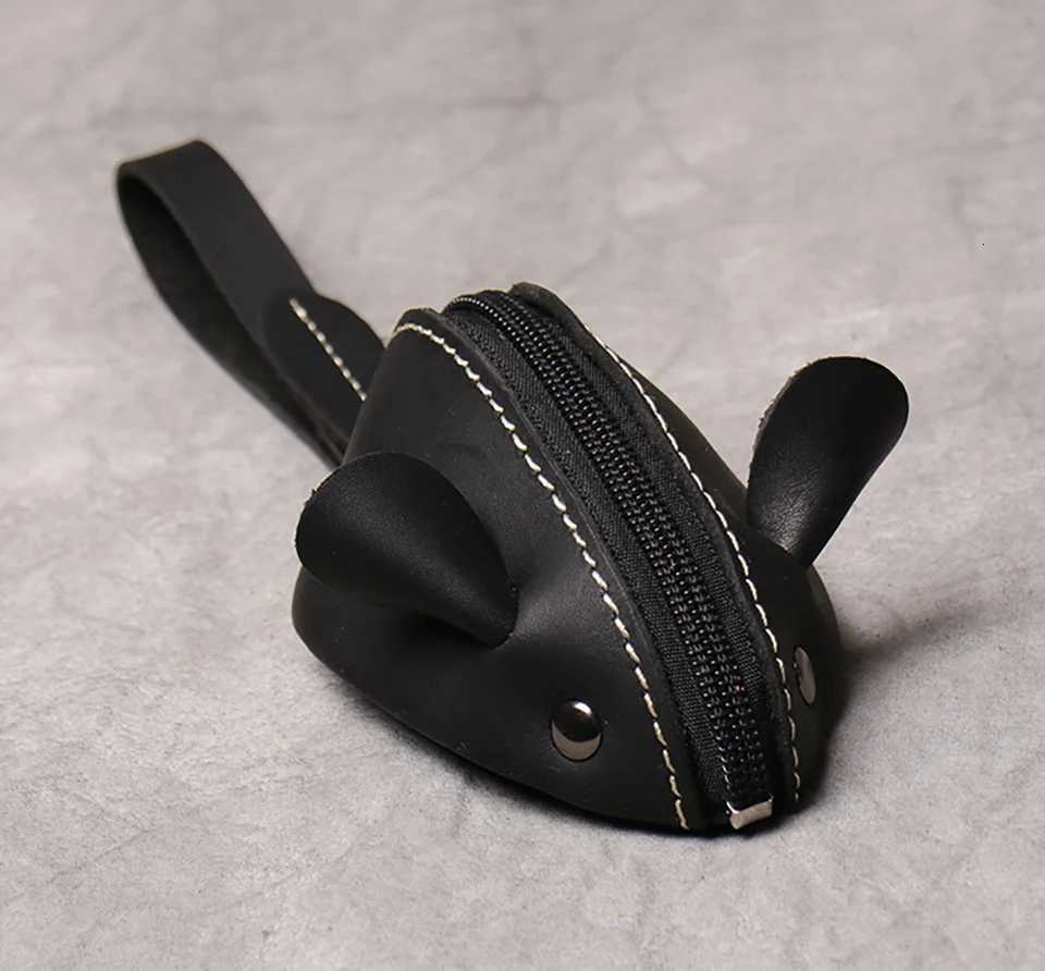 ZRCX Genuine Leather Small Coin Purse Creative Lovely Rat Zipper Key Case Men Women Portable Key Wallets Childrens Key Bags Z251023