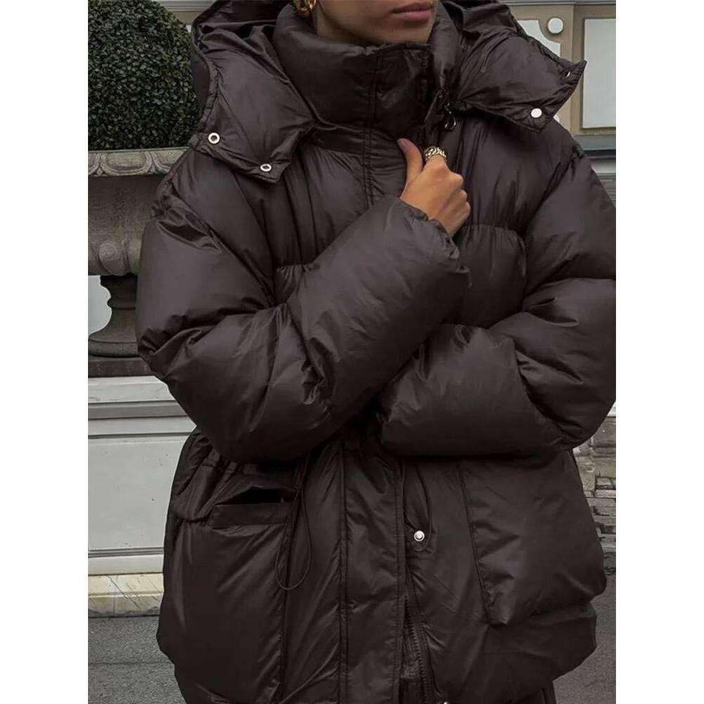 Fashion Thick Padded Jacket For Women Casual Single Breasted Zipper Warm Coat With Belt Winter Female Pocket Long Sleeve Jackets Womens Coat