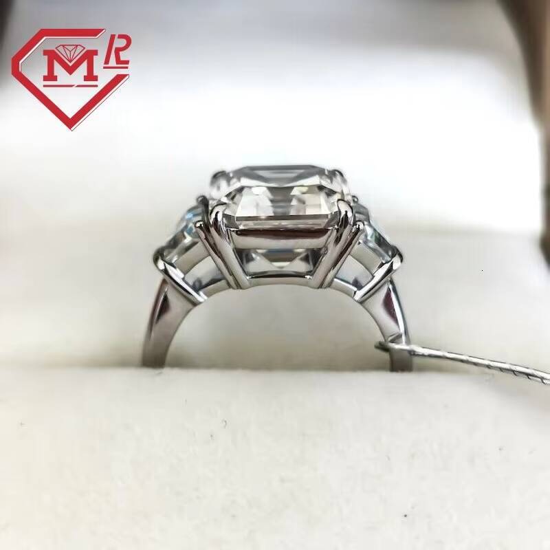 5CT Moissanite Diamond Ring Engagement Ring Asscher Cut Fully Iced Out Moissanite Ring for Women