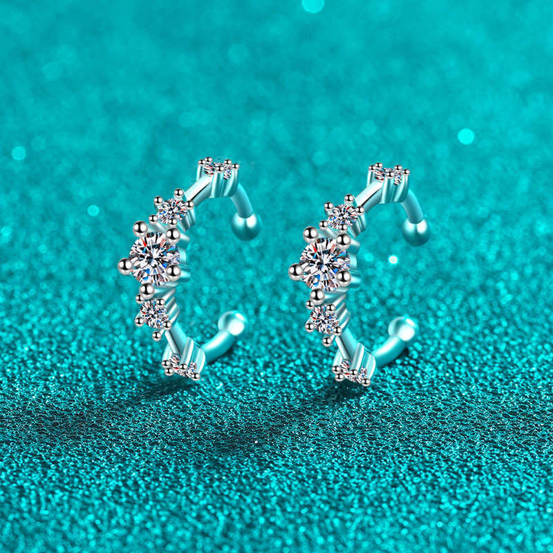 DHCollections-- Xindeyi S Pure Sier Versatile Simple Design Sense Earrings Sweet Cool Style Moissanite Ear Bone Clips