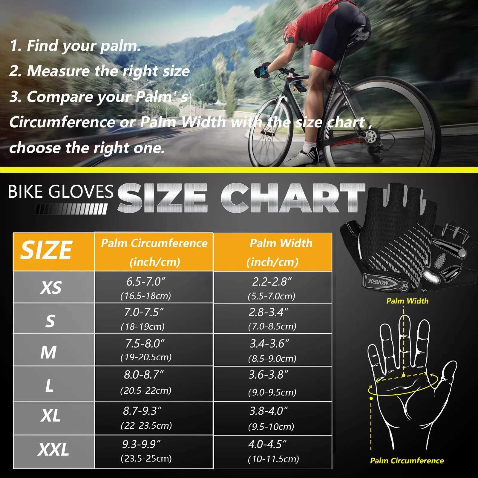 MOREOK Bike Gloves Half Finger MTB Bicycle Gloves 5mm Gel Pads Shockabsorbing Mountain Bike Road Cycling Gloves for Men Women Y251023