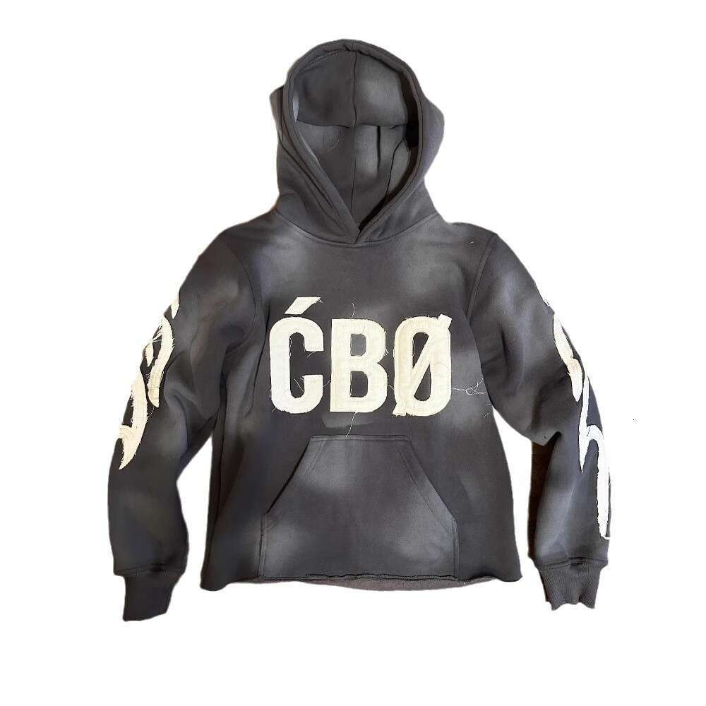 American Style Autumn Winter Trendy Brand Hooded Letter Patch Sweatshirt Unisex Pocket Wide Leg Pants Set