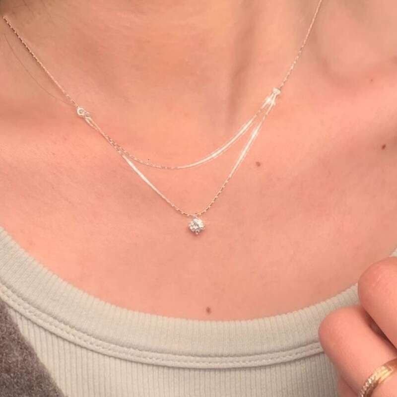 Necklace Designer luxury zircon pendant necklace Double Layer chain for Women men Exquisite Fashion High-End copper plated with silver Festival vacati