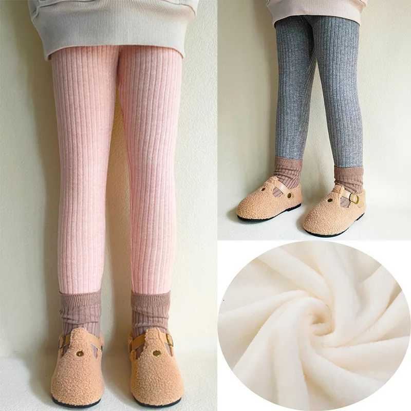 Autumn Winter Girls Pants Thickening Warm Fleece Pants For Girls Leggings Kids Baby Elasticity Slim Stripe TrousersT251024