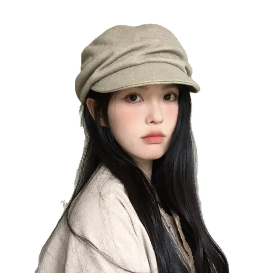 Autumn and Winter Warm Hat Womens Faux Wool sboy Hat Womens Outdoor Equestrian Cap Casual Sunshade sboy Hat 251021