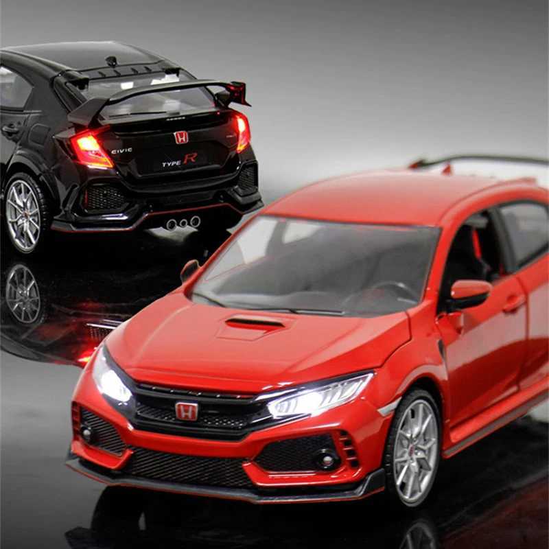 New 124 HONDA CIVIC TYPER Alloy Car Model Diecast Vehicles Metal Sports Car Model Sound and Light Collection Children Toy Gift W251114