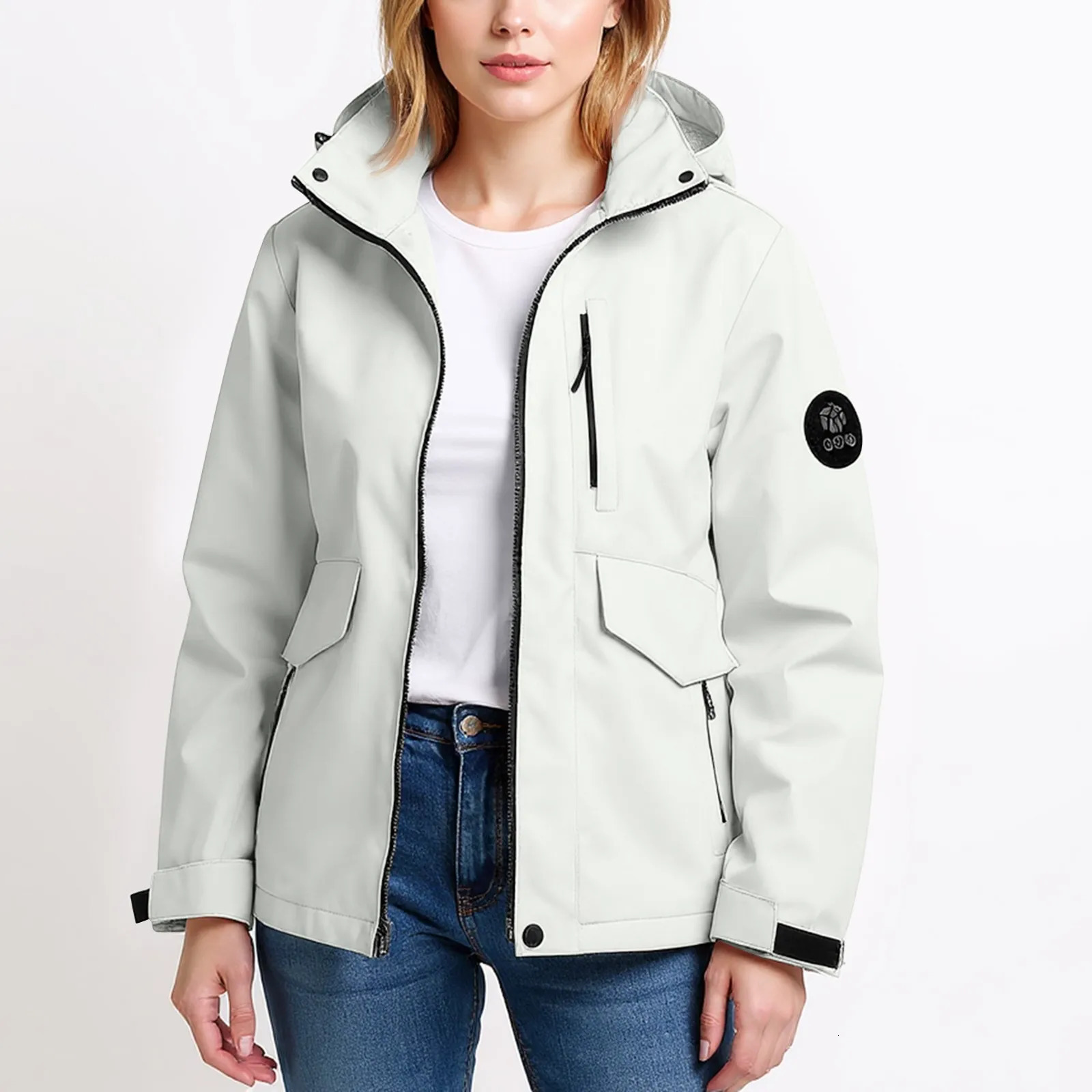 Autumn Womens Lightweight Hiking Jackets Solid Color Loose Hooded Windbreaker Outdoor Windproof Waterproof Rain Jackets Coat 251022