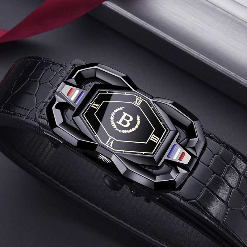 New Mens Crocodile Pattern Automatic Buckle Belt Fashionable Mens Casual Shorts Business Belt Trendy Youth Belt W251024