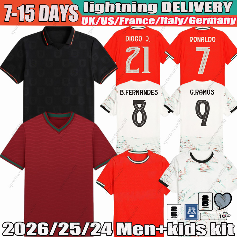 2026 RONALDO Portugal Soccer Jerseys PEPE BERMARDO B.FERNANDES LEAO Ramos Dias Felix 24 25 26 football shirt fans player version Men Kids kit