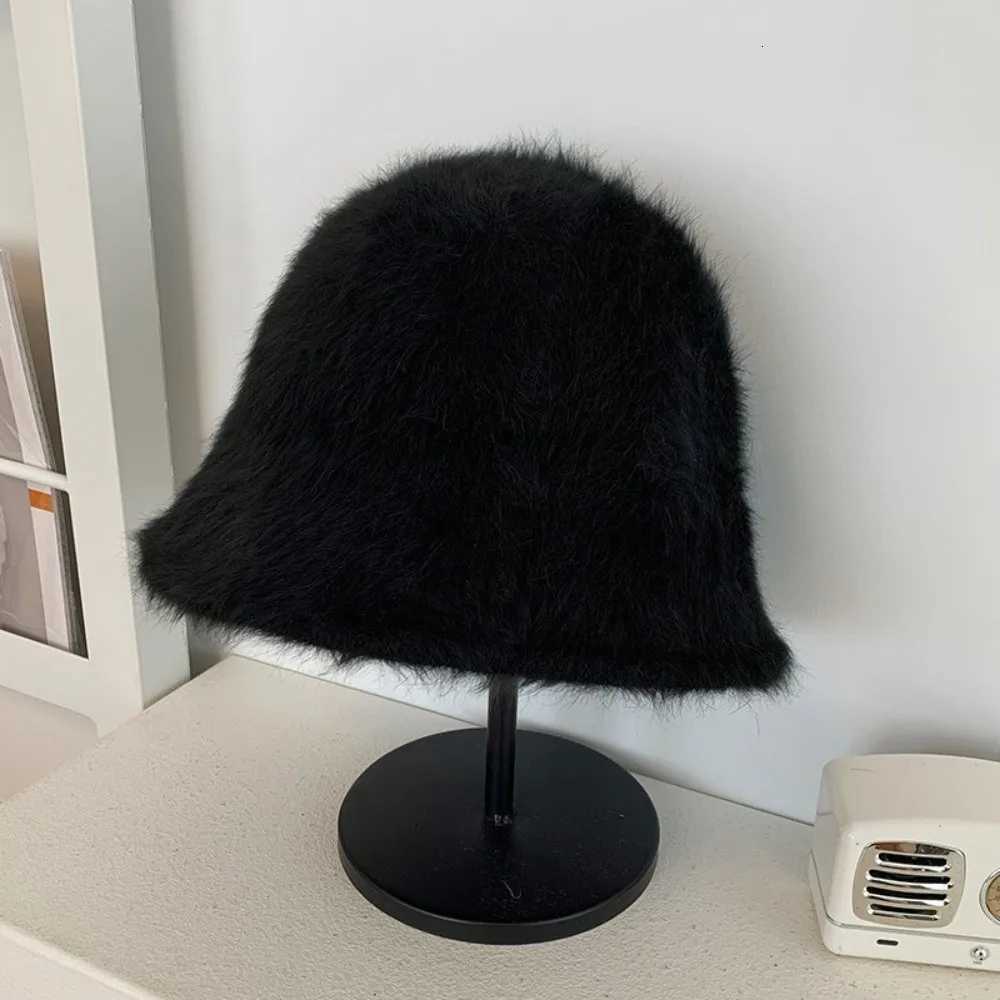 Fashion Knitted Plush Bucket Cap Furry Solid Color Winter Fisherman Hat Warm Windproof Anticold Bucket Hat CyclingL251024