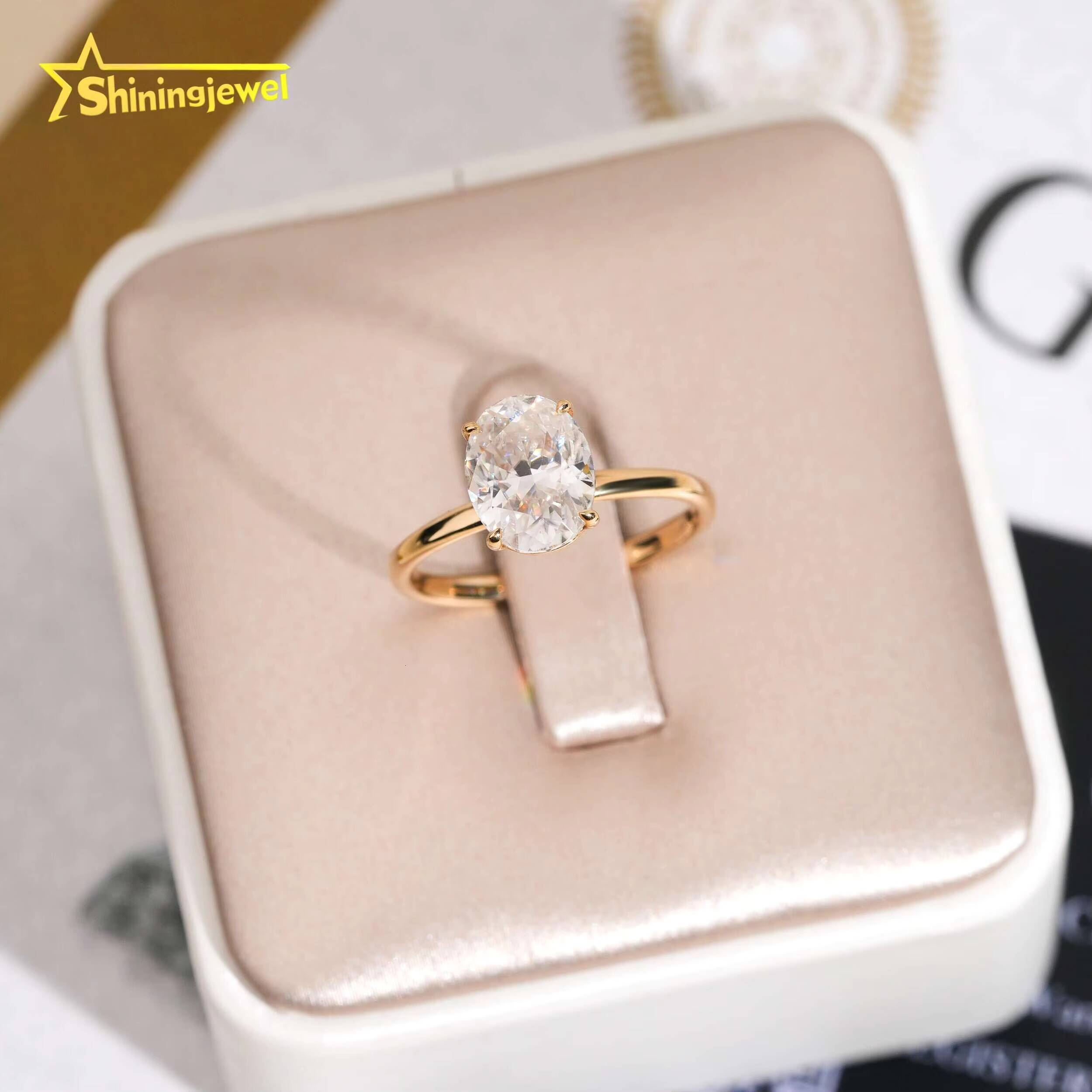 14k Solid Gold Solitaire Engagement Wedding Pass Diamond Test Moissanite Lab Diamonds Wedding Ring for Women