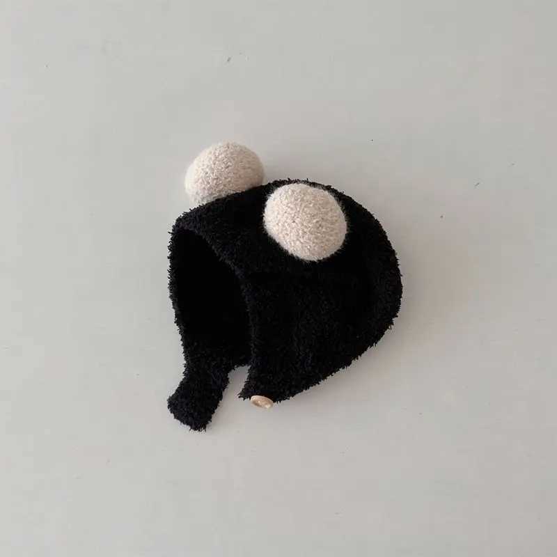 Hats for Boys and Girls AutumnWinter New Baby Ear Protection Hats Comfortable Baby Double Ball Soft Glutinous Baotou HatsL251024