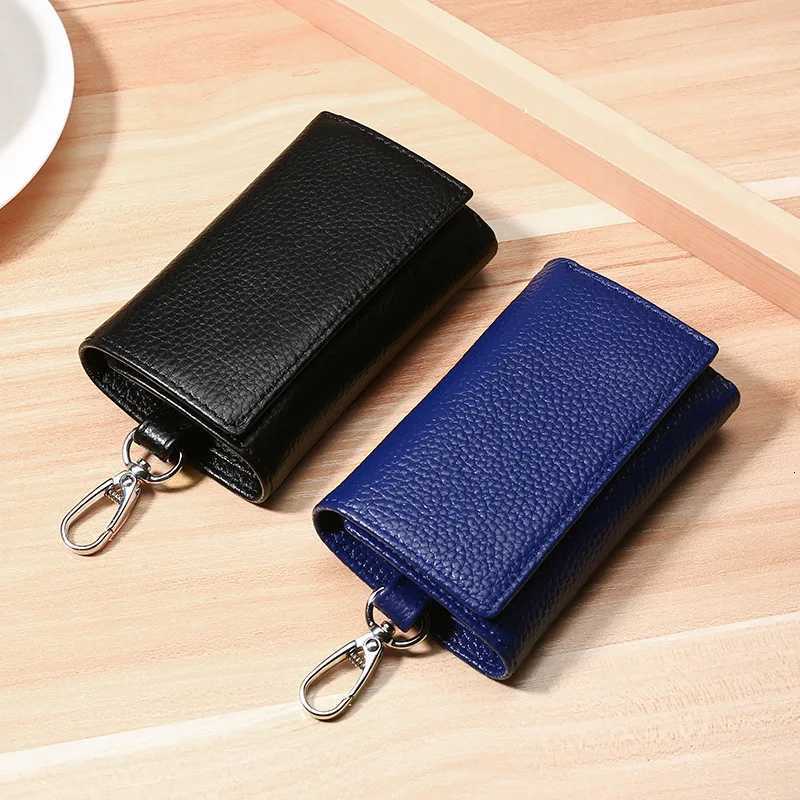 Unisex Genuine Leather Key Holder Wallet CarHouse Key Organizer with Card Slots Compact Keychain Bag Gift Ready Z251023