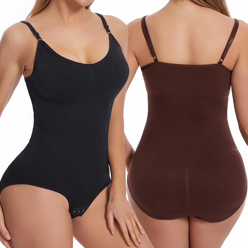 Plus Size Women's Shapewear Bodysuit Tummy Control Open Crotch Hip Lift Strap Chest Support Body Shaper Triangle Panties