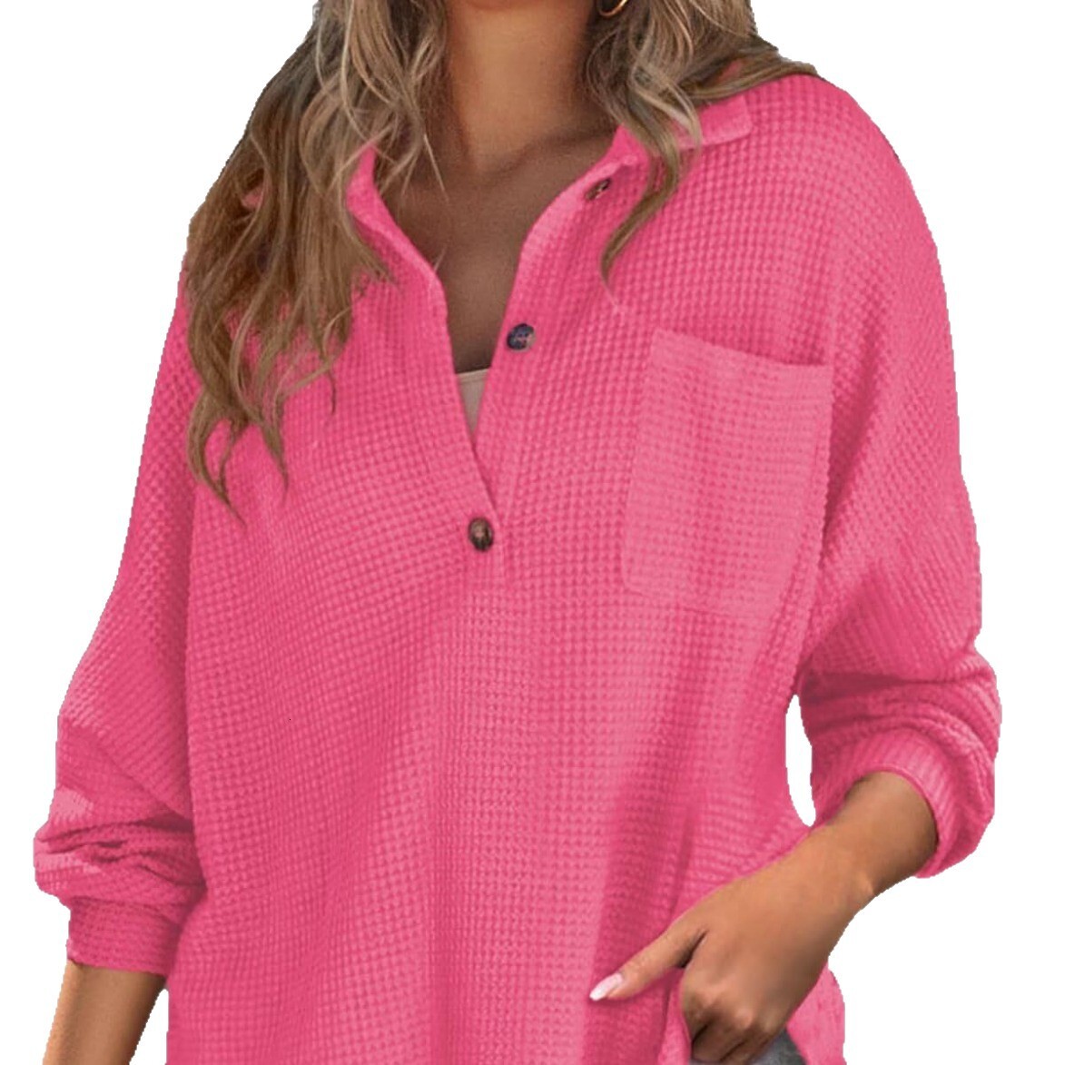 Women's Fashion 2025 Autumn Winter Waffle Knit Top with Waist Tie