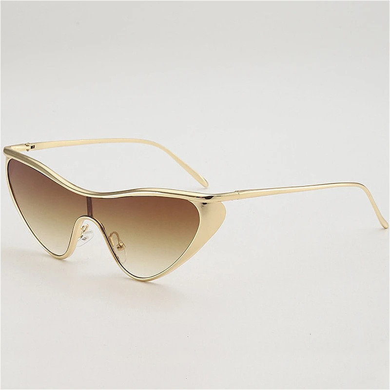 Y2K Metal Gold Silver Frame UV400 Sunglasses Women Men Cat Eye Personality Eyewear Lenses Goggle Shades 251023