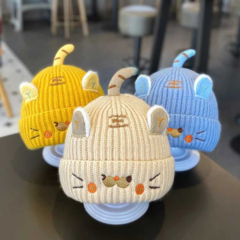 Baby Knitted Hat Cartoon Tiger Super Cute Sweet Kids Crochet Beanie 012Month Boys Girls Winter Warm Woolen Toddler Pullover CapL251024