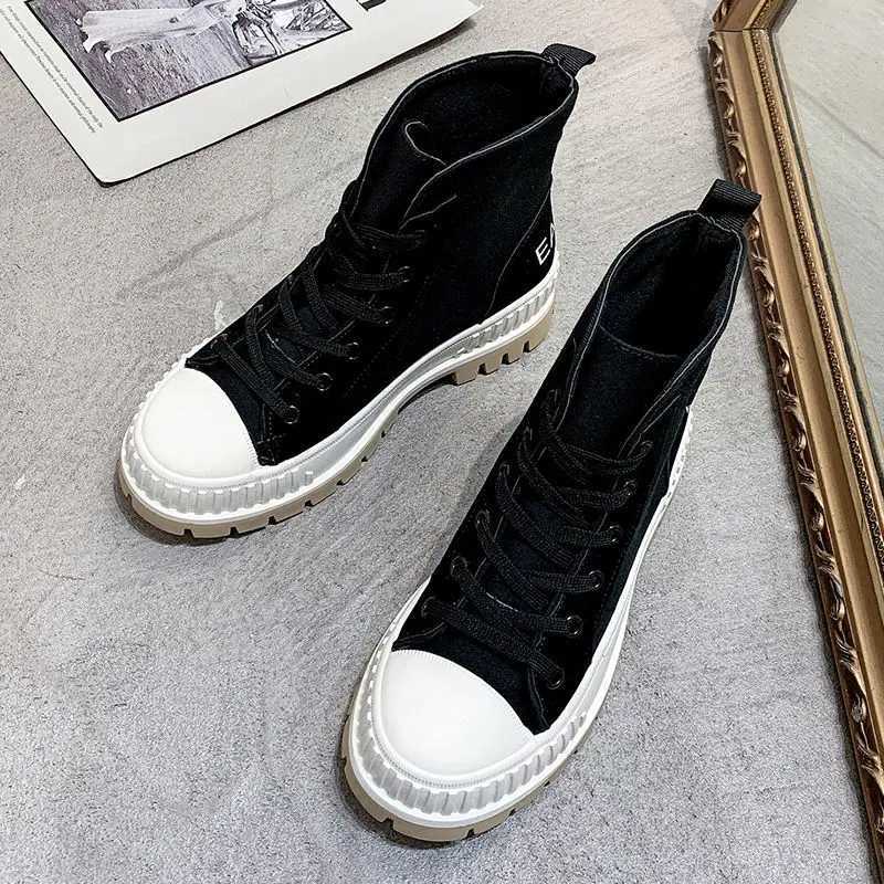 Combat Sneakers Elegant with Medium Heels Footwear Punk Style Round Toe Laces Short Shoes for Woman Sports Womens Ankle Boots W251024