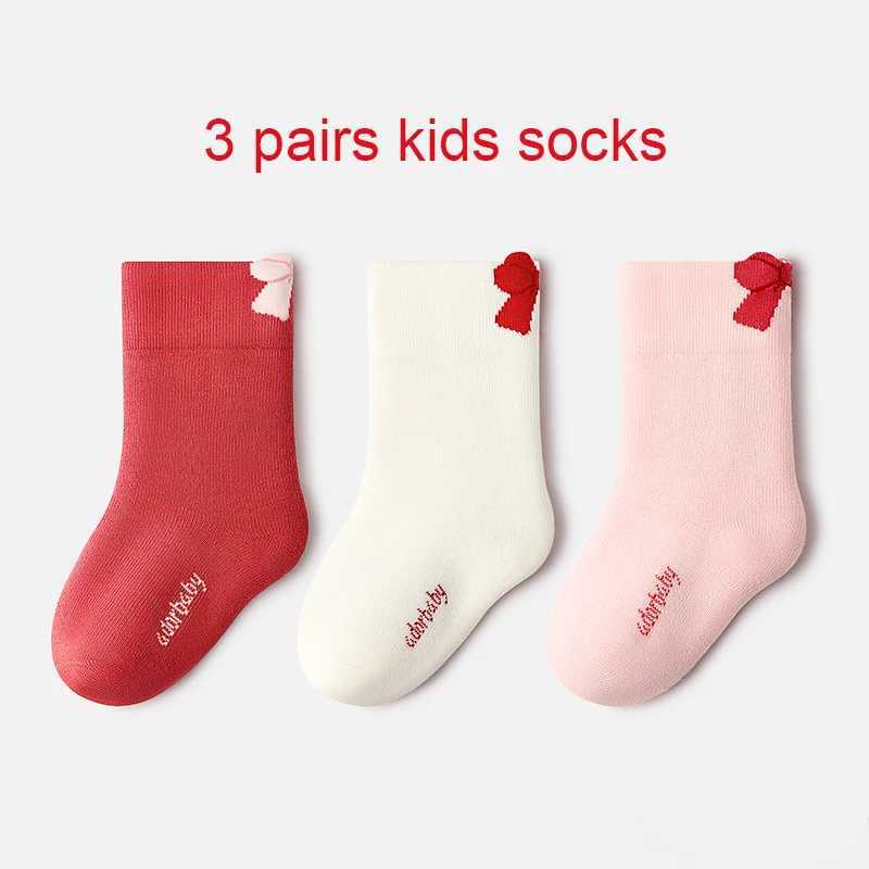 Beibi 3Pair Pack Girls Socks Pink MidCalf Socks Suitable for Spring Autumn and Winter For ages 06 J251024