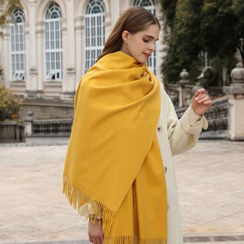T2131 wool scarf autumn and winter Korean style atmosphere cashmere scarf female winter new ladies shawl solid color scarf versatile