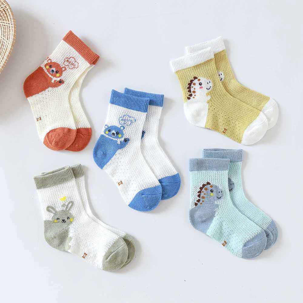 5Pairslot Summer Spring Baby Socks Cotton Animal Cartoon Cute Kids Socks Mesh Thin Lovely Colorful Socks J251024