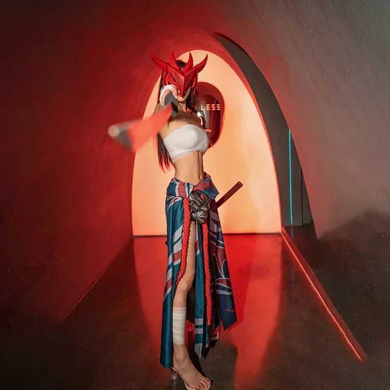 Yone Cosplay Come Wig And Mask Anime LOL Uniform Accessory Hallown Christmas Carnival Full Set S2510235CSE