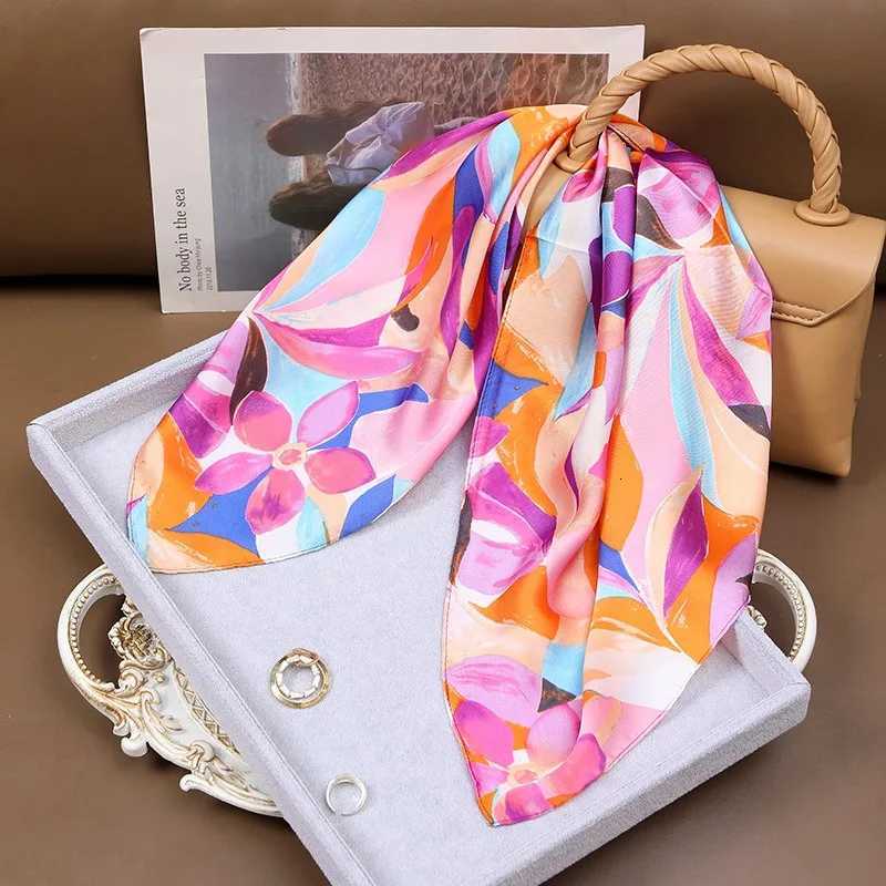 70cm Colorf iti Silk Scarf wers and Leaves Square Scarfs Wens Tren Versatile Clothing and Bag Decorative Scarf Y251024
