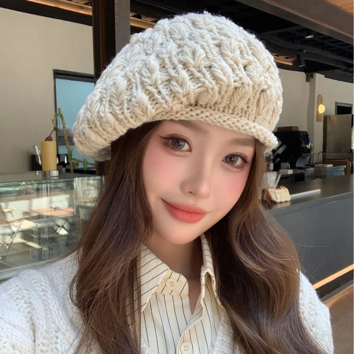 Womens AutumnWinter Versatile Beret Daily Wear Slouchy Knitted Hat 5660cm with Solid Color 251023