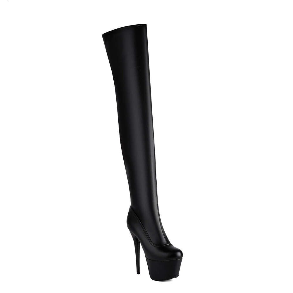 Women's Ultra Over-The-Knee OTK Gothic/ Glossy Black Pointed Toe Long Thick Platform Heel, Non-Slip Rubber Sole Buckle Strap Closure Nightclub, C