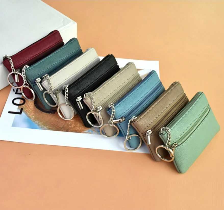 Mini PU Leather Wallet Coin Purse Key Bag Fashion Key Holder Pocket Card Storage Bag Multifunctional Zipper Coin Pouch Z251023