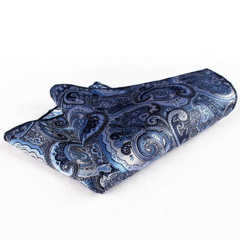 23cm Paisley Pattern Handkerchief Mens Formal Navy Brown Pocket Square Towel Gro Wedding Suit Hanky Host Chest Small Scarf Y251024