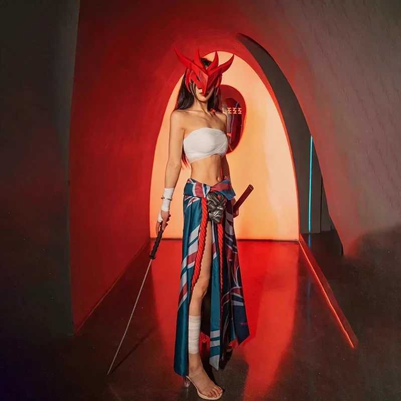 Yone Cosplay Come Wig And Mask Anime LOL Uniform Accessory Hallown Christmas Carnival Full Set S2510235CSE