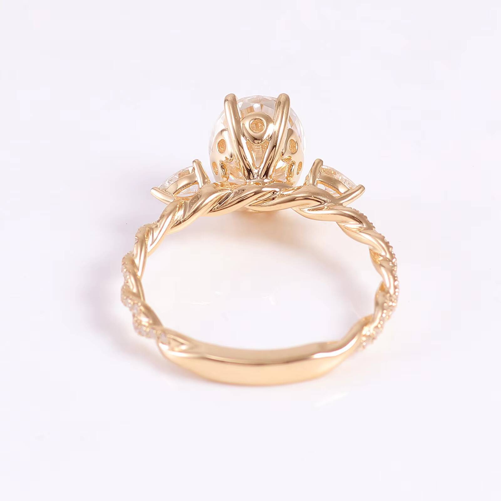 Moissanite Solid Gold Wedding Ring 9K 14K 18K Real Gold Engagement Jewelry Oval Moissanite Ring