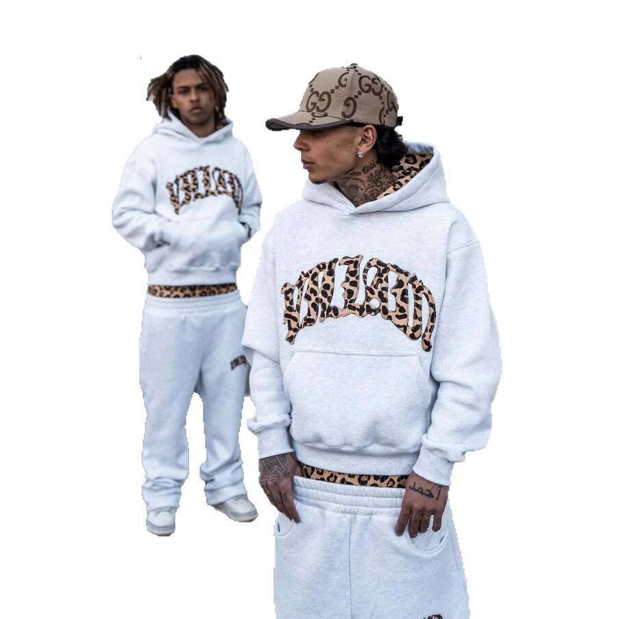 2025 New European Trendy Brand High-Quality Leopard Print Casual Sports Hoodie for Men and Women