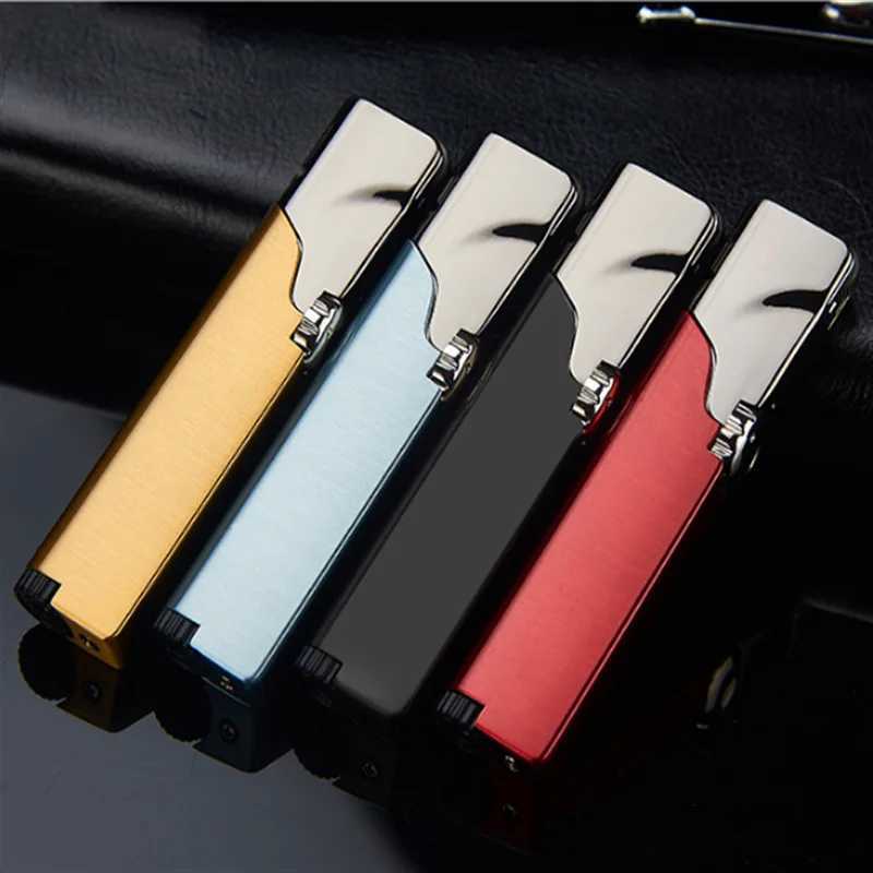 Metal Windproof Butane Gas Lighter Personality Rotary Switch Grinding Wheel Ignition Jet Flame Portable Smoke Accessories Gadget1 D251024
