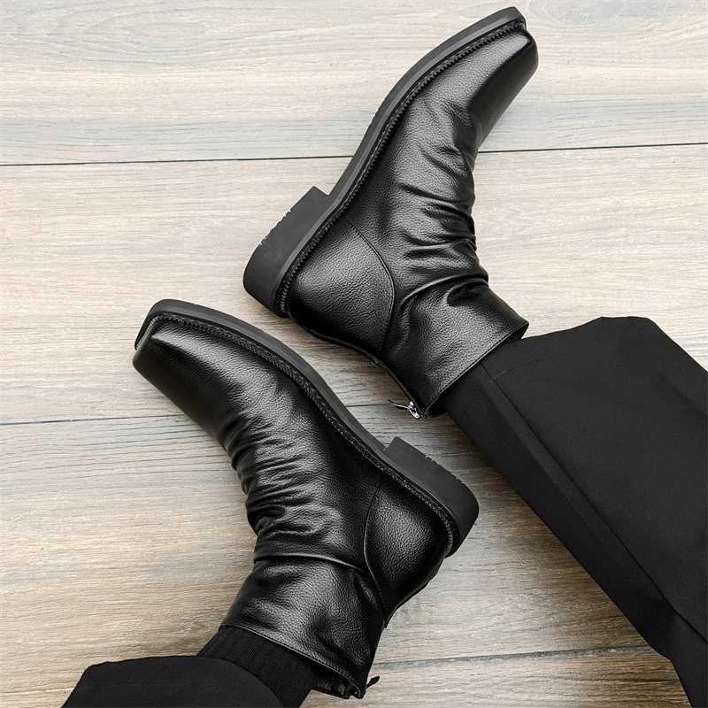 High Quality Ankle Boots Men Leather Winter Vintage Soft Leather High Top British Style Zipper Wedding Dress Business Mens Boots W251024