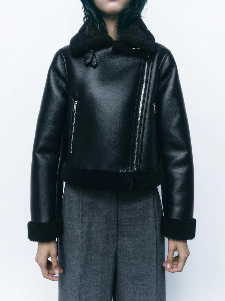 Womens Winter Fashion Casual Jacket Thickened Warm Loose Fur One Coat Long Sleeve Zip Retro Short 251018