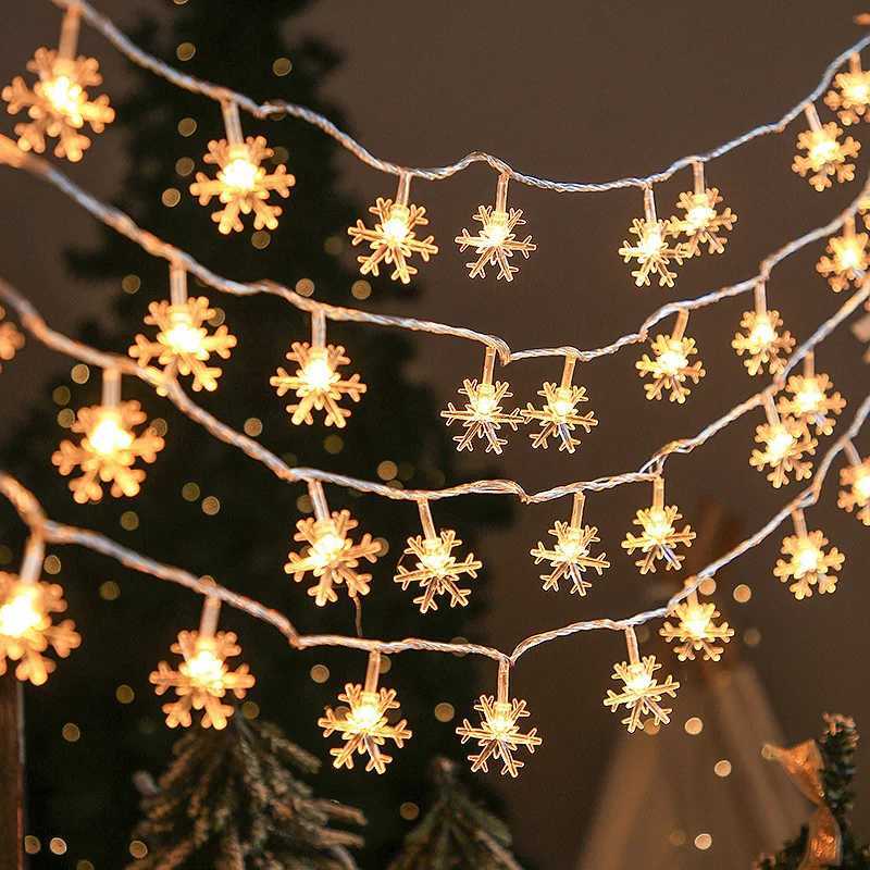 Christmas String Lights LED Acrylic Clear Star Snowflake Xmas Tree Long Lamp Strings Light Hanging Ornaments Home Party Decor C251024