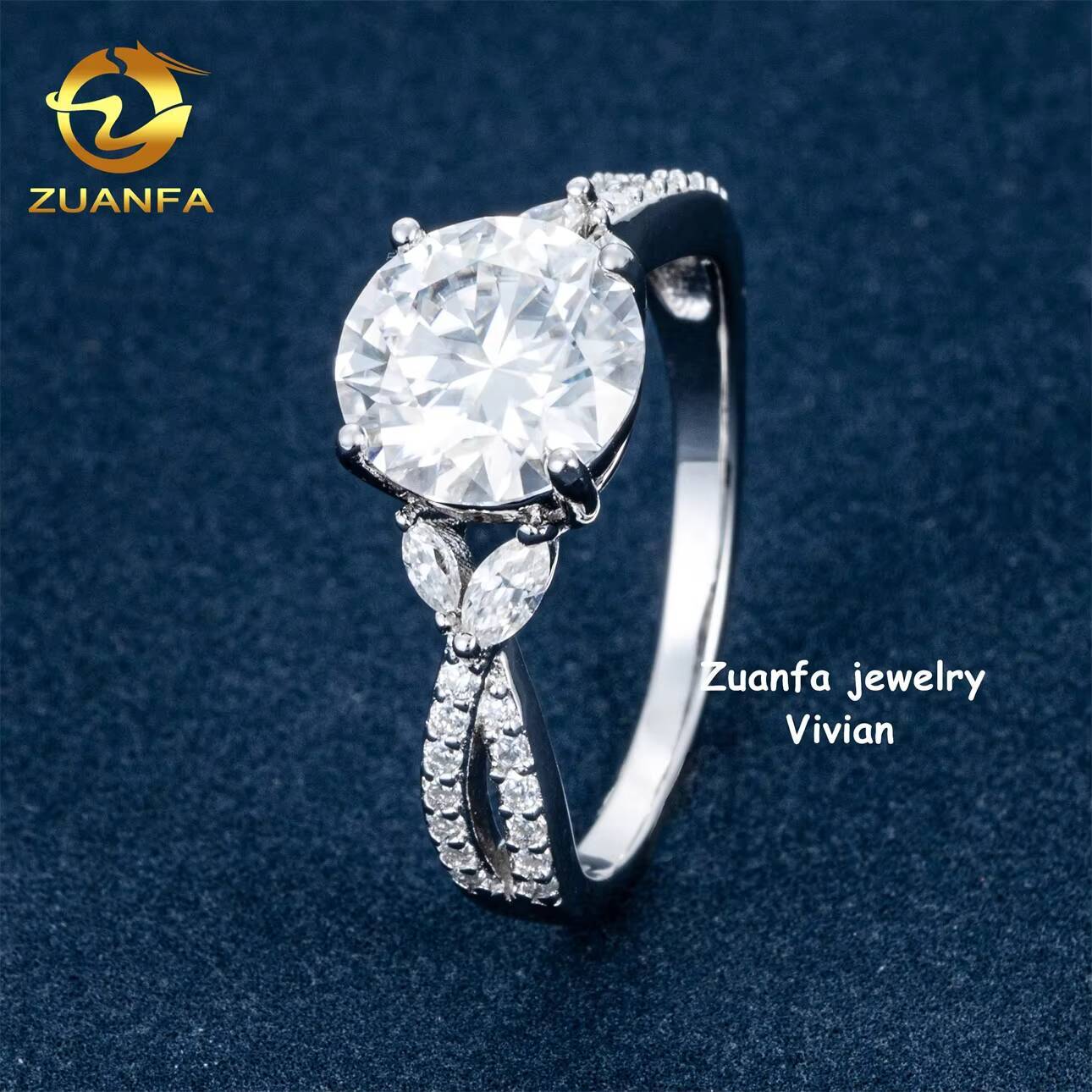 Iced Out Pass Diamond Tester Luxury Sterling Silver 925 GRA Certificated VVS Moissanite Diamond Women Wedding Rings
