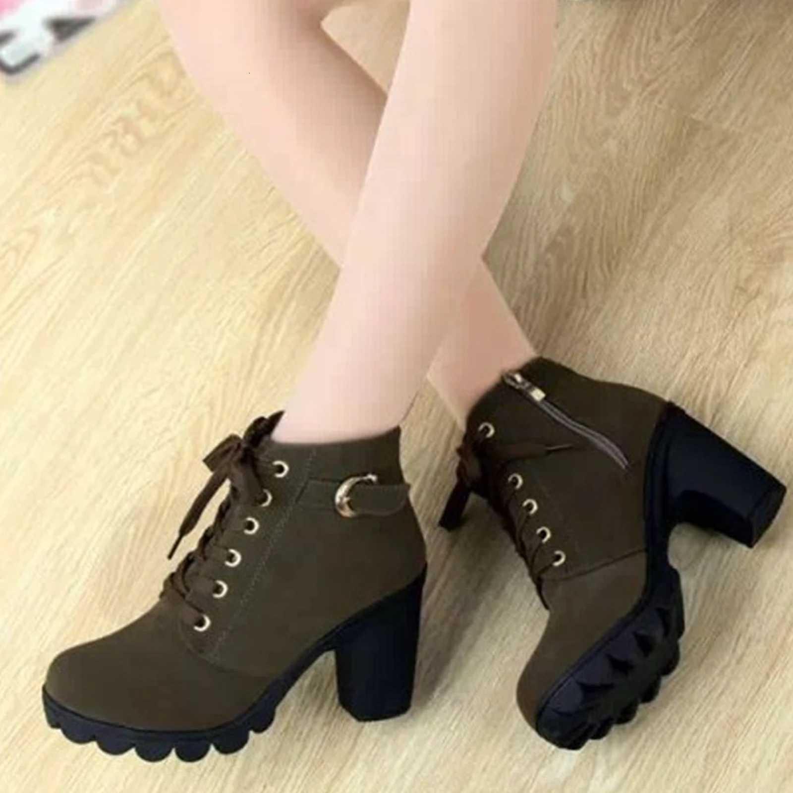 Womens Large Size Ankle Boots Autumn And Winter CrossStrap Short Boots Gift for Christmas Birthday New Year W251024