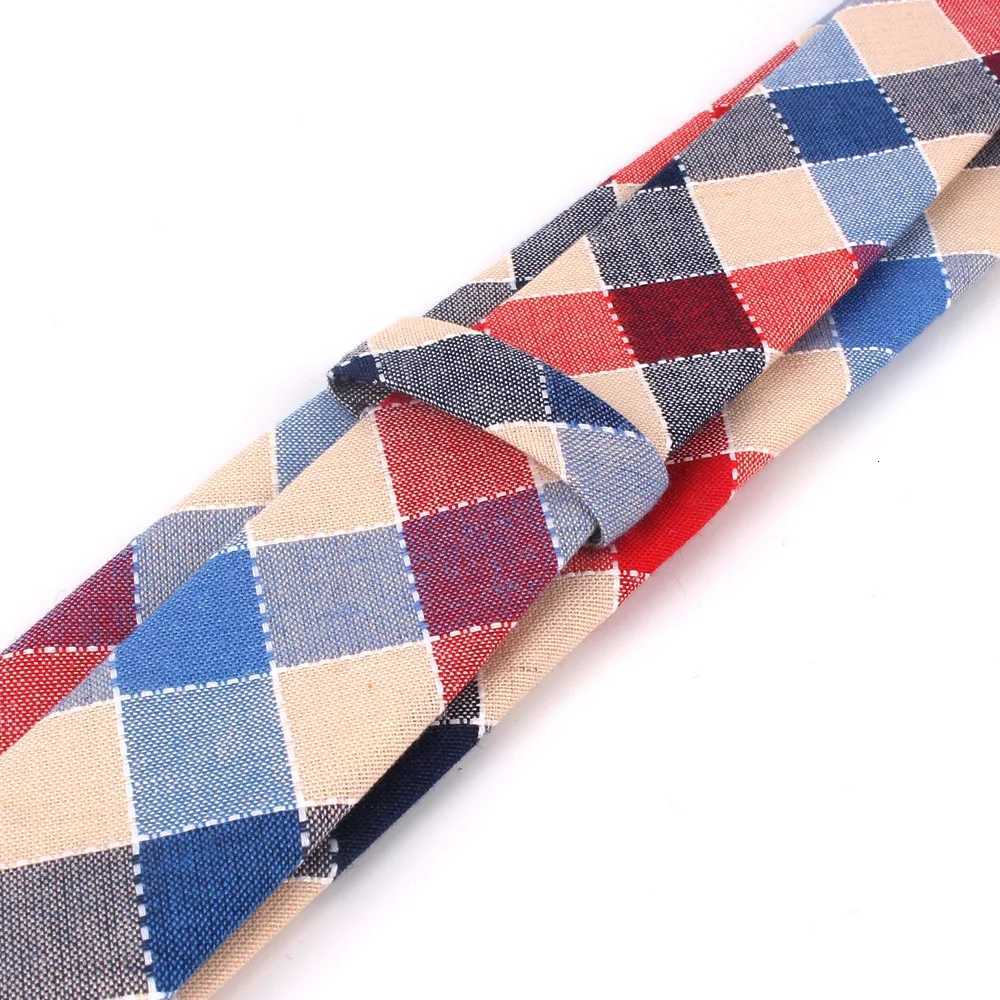Fashion Woven Cotton Ties For Men Skinny Men Neck Tie For Wedding Casual Plaid Neckties Suits Slim Plaid Neck Ties Gravatas Y251024