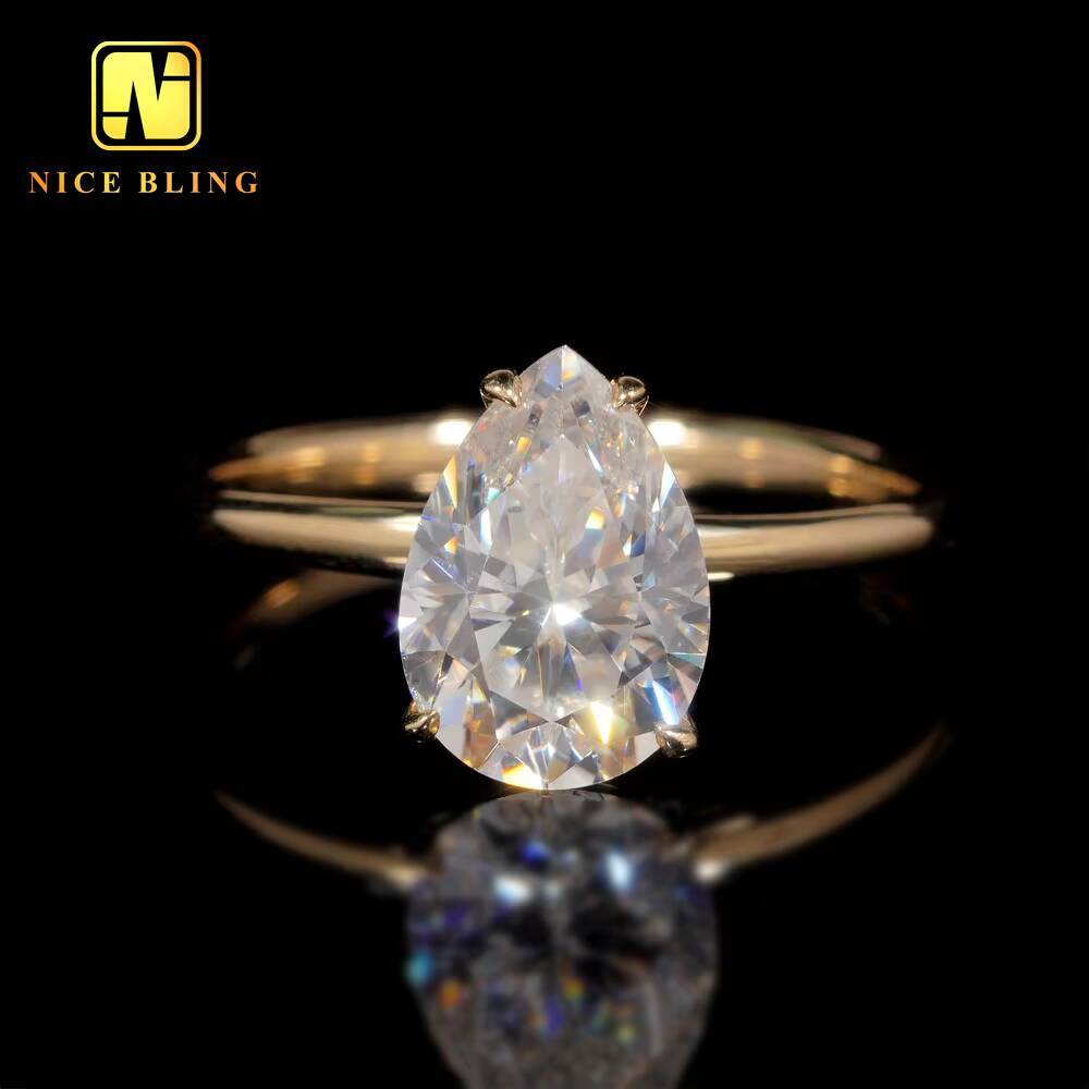 Pass Diamond Tester 14K Solid Gold Moissanite Solitaire Diamond Wedding Ring Custom Women Diamond Wedding Rings