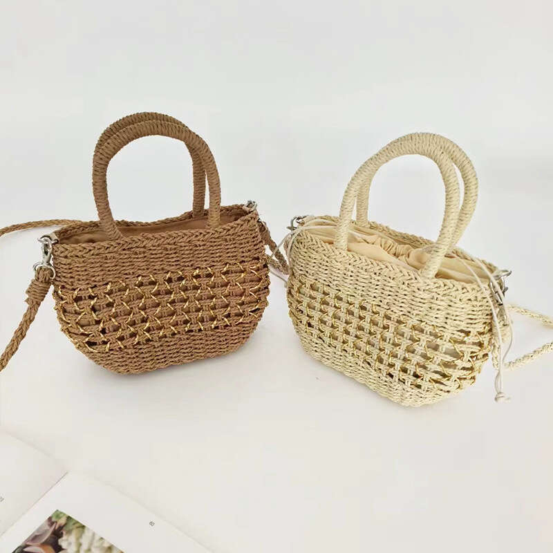 New Korean INS Straw for Women Handmade Woven Hollow Handheld Crossbody Fashion Sweet Summer Beach Bag